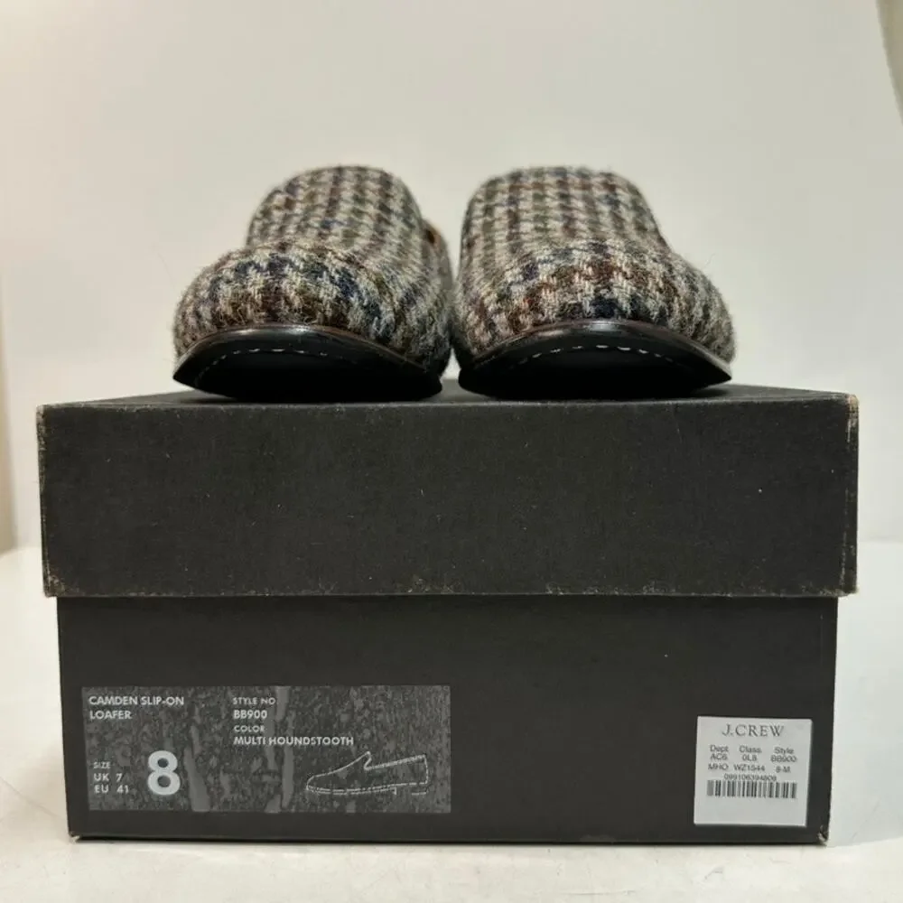 NIB J. Crew Camden Slip-On Loafer Harris Tweed Houndstooth Wool Multicolor 8